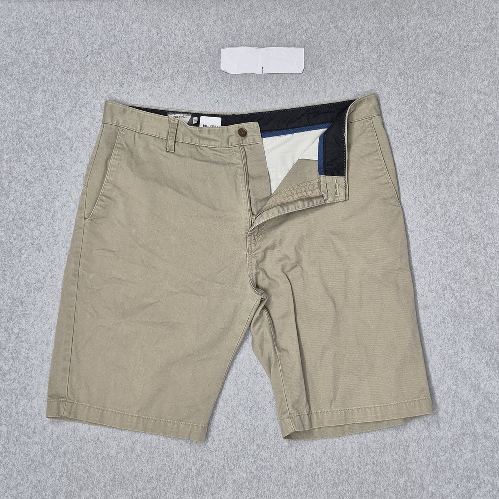 Volcom Men Shorts 36 Khaki Chino Twill Vmonty‎ Short Button 10" Inseam Logo